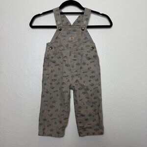Carhartt Baby Overalls Tan Outdoor Print Adjustable Straps 100% Cotton 24M